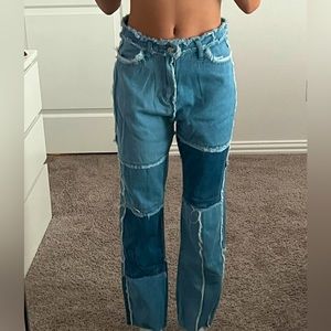 patched denim jeans